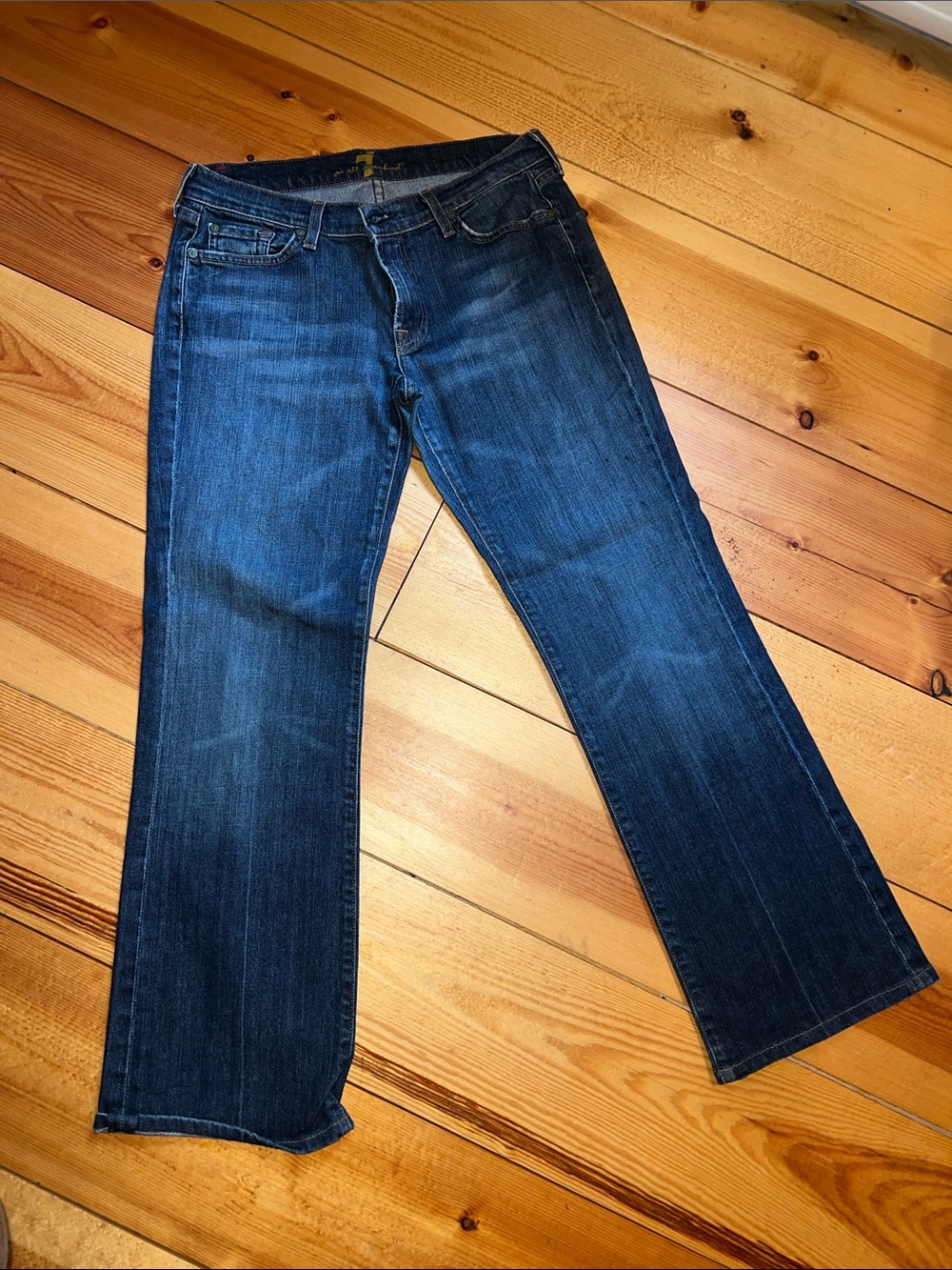 7 For All Mankind Women's Dark Blue Wide Leg Jeans